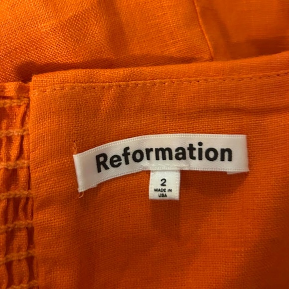 Reformation Madilyn Linen Dress Flame - Size 2 - Picture 2 of 3